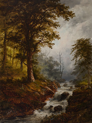 River in Forest by Alexander Francois Loemans sold for $875