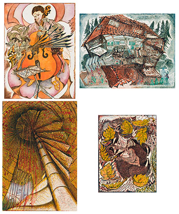 Set of 4 Linocuts by Richard Calver sold for $1,250