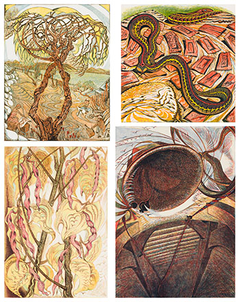 Set of 4 Linocuts by Richard Calver vendu pour $1,250