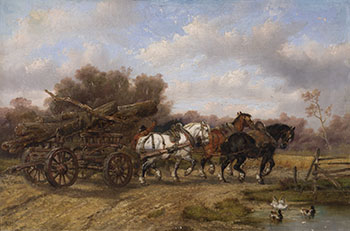 Driving the Logging Cart by Alexis de Leeuw sold for $1,000