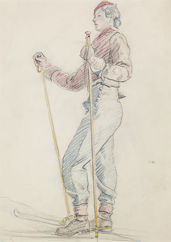 Woman Skier by Thomas Garland Greene sold for $156