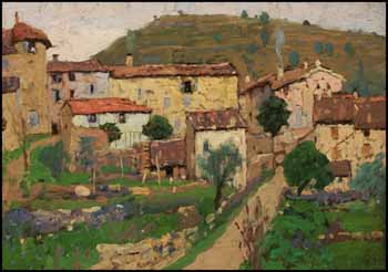 Mediterranean Village / River Landscape sketch (verso) by Charles Herbert Eastlake sold for $585