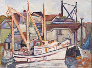 Boats in the Harbour by Attributed to Henrietta Mabel May vendu pour $1,250