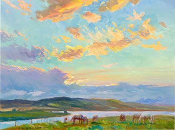 Autumn, Sunset Storm by Orestes Nicholas (Rick) de Grandmaison vendu pour $1,000