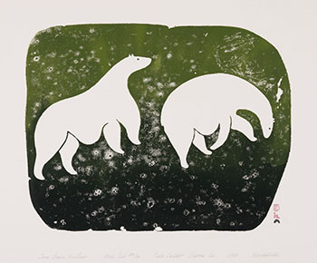 Two Bears Hunting by  Niviaqsi (Niviaksiak) sold for $5,000