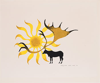 Moose with Sun by Benjamin Chee Chee vendu pour $11,250