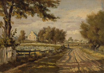 Quebec Farm by Georges Marie Joseph Delfosse vendu pour $750