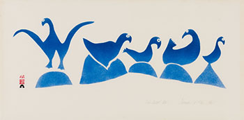 Shore Birds on Rock by Sheouak Petaulassie sold for $9,375