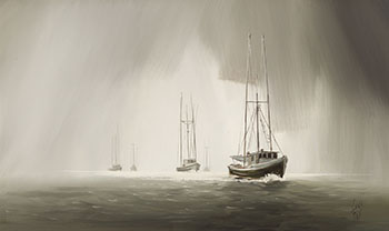 Fishing Boats by Harold Lloyd Lyon vendu pour $1,000