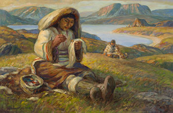 Woman Sewing, Baffin Island by Adam Sherriff Scott vendu pour $5,000