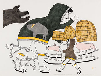 Inukpassukyuk Giants Adopt an Inuk Person by Simon Tookoome sold for $1,000