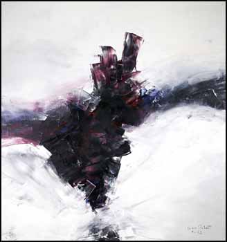 Abstraction en noir, blanc, et bourgogne by Louise Robert sold for $1,265