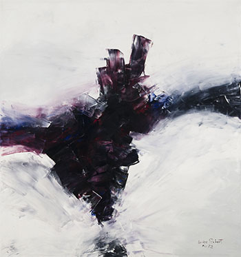 Abstraction en noir, blanc, et bourgogne by Louise Robert sold for $1,250