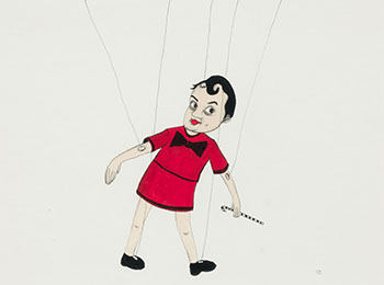 Untitled - Marionette Drawing by Royal Art Lodge: Marcel Dzama/Neil Farber sold for $875