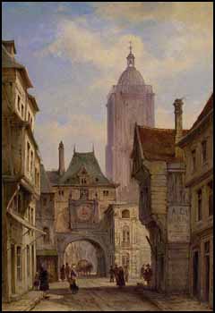 Rouen ~ Street Scene by Pieter Cornelis Dommersen vendu pour $3,450