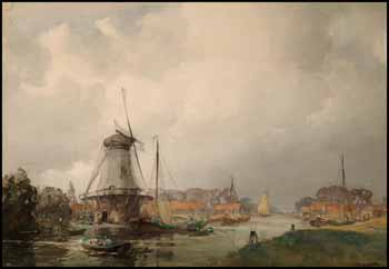 Dutch Harbour Scene by John Ernest Aitken sold for $920