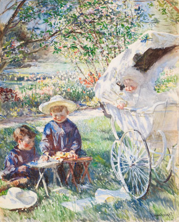 Children in the Flower Garden by Dame Laura Knight vendu pour $153,400
