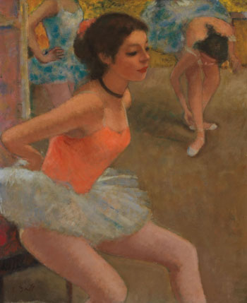 Marie-Lize ballerine, se prèparent a la danse dans les coulisses by François Gall sold for $4,688