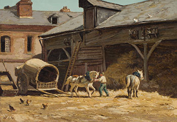 In the Courtyard of the Farmstead by Willem Carel Nakken sold for $1,000