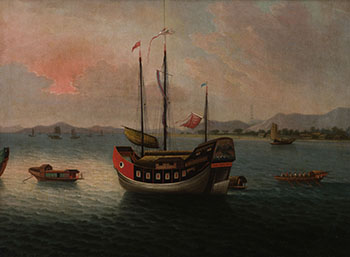 A Junk at Anchor in the Pearl River / An Indiaman off the Kent Coast (verso) by Chinese Artist sold for $10,000