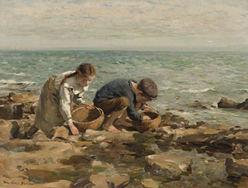 Whelk Gatherers by William Marshall Brown sold for $6,875