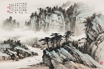 River and Mountains by Huang Junbi sold for $31,250