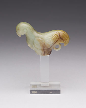 Rare Chinese Mottled Celadon Jade Parrot-Form Cane Handle, Ming Dynasty (1368 - 1644) by  Chinese Art sold for $16,250