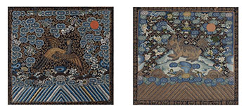 Two Chinese Silk Rank Badges, Late Qing Dynasty Century by Chinese Artist sold for $2,250