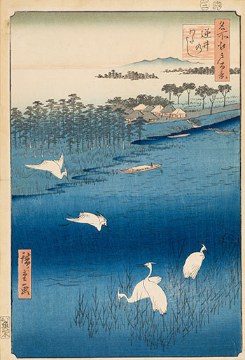 Sakasai Ferry (White Herons) by Utagawa Hiroshige sold for $1,250