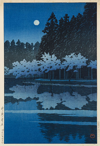Spring Night at Inokashira (Inokashira no haru no yoru) by Kawase Hasui sold for $3,438