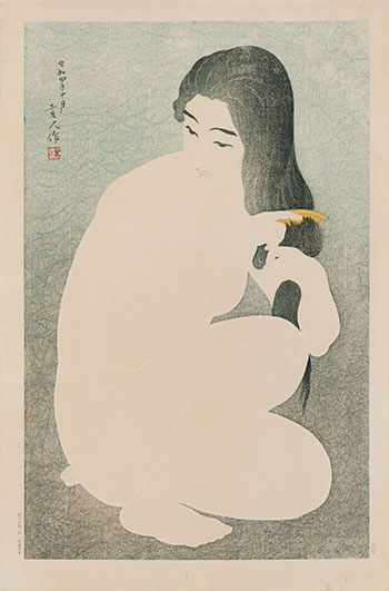 Kamisuki (Combing Hair) by Torii Kotondo sold for $1,250