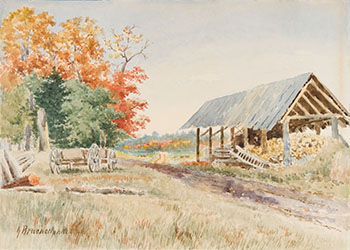 Farm Shed by George Robert Bruenech vendu pour $188