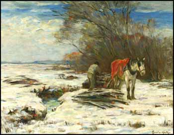 The Woodcutter, Horse and Sled, Winter by Horatio Walker vendu pour $16,100