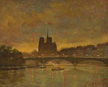 Pont Royal, Paris by Franklin Milton Armington vendu pour $3,540