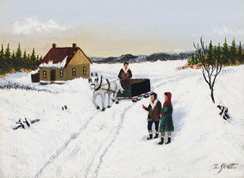 Horse-drawn Sleigh on a Path in Winter by Ethel Seath vendu pour $3,125