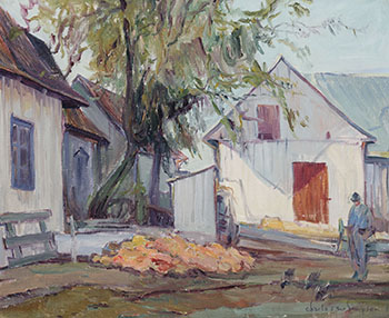 Pumpkins - Barnyard, St. Martin, Quebec by Charles Walter Simpson vendu pour $1,125