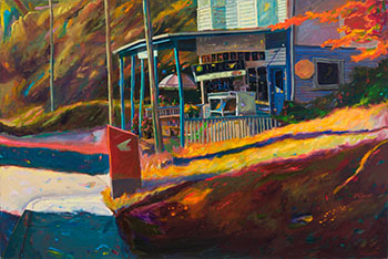 The Long Afternoons, Pleasantside Grocery by Drew Burnham sold for $17,500