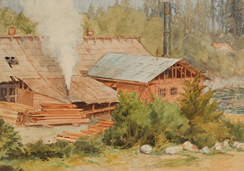 Sawmill, Texada Island by Henry Harry Hood sold for $625