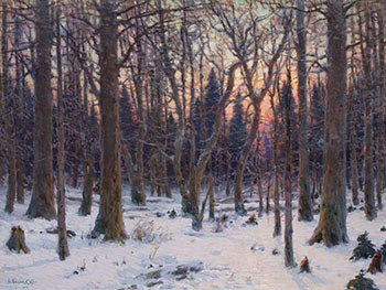 Winter Woodland Scene at Sunset, Arthabaska by Marc-Aurèle de Foy Suzor-Coté sold for $73,250