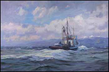 Off the North Coast ~ Seiner by George William Bates sold for $690