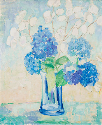 Blue Vase with Flowers by Vera Olivia Weatherbie sold for $3,125