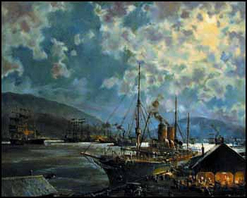 The Port of Vancouver by Moonlight, 1898 by Dale Byhre sold for $1,955