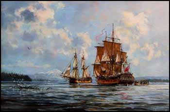 HMS Discovery and Chatham Off Semiahmoo Bay by Dale Byhre sold for $920