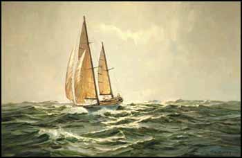 Running Before the Wind, Ketch Fireweed II by George William Bates sold for $2,070