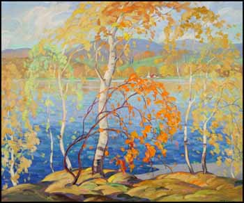 Birch Trees by a Lake by Graham Noble Norwell sold for $4,025