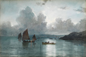 Herring Boats, St. Ives Bay by Lucius Richard O'Brien sold for $6,875