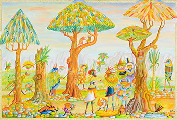 Festival en el Busque by Guillermo Silva Santamaria sold for $1,250