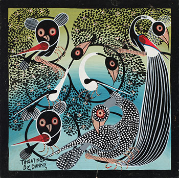 Peacock with Animals by Tinga Tinga by Danny  sold for $188