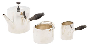 Teapot, Creamer, Sugar Pot (set of 3) by Hans Hansen sold for $600