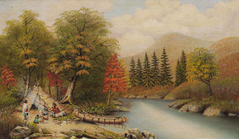 Indian Encampment by Manner of Cornelius Krieghoff sold for $1,250